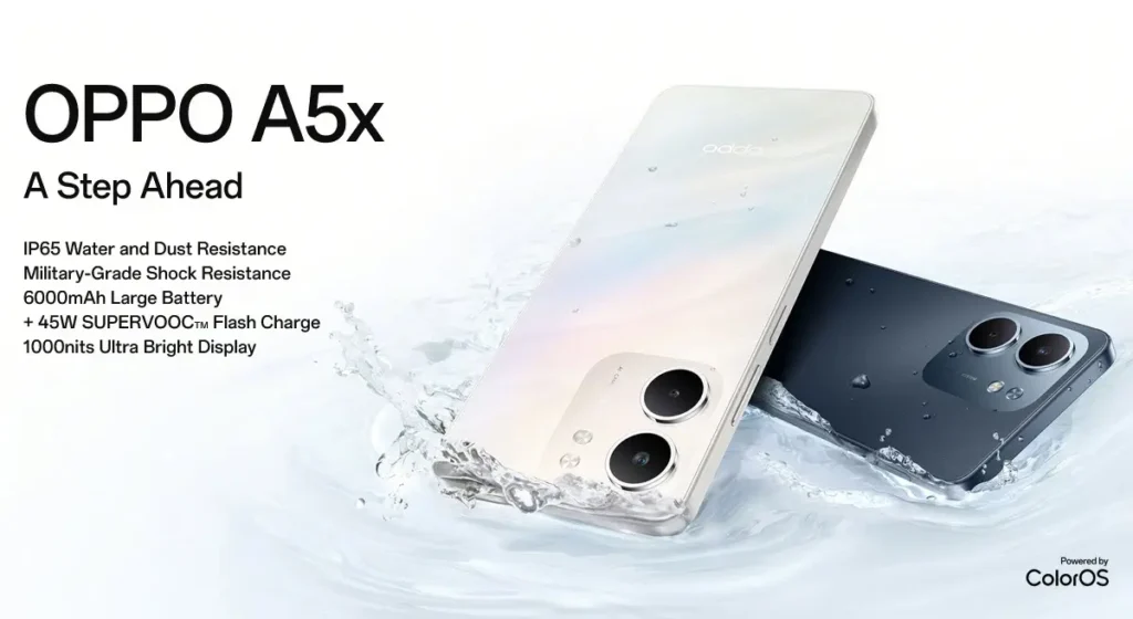 هاتف Oppo A5x 5G أداء قوي وبطارية عملاقة بسعر اقتصادي