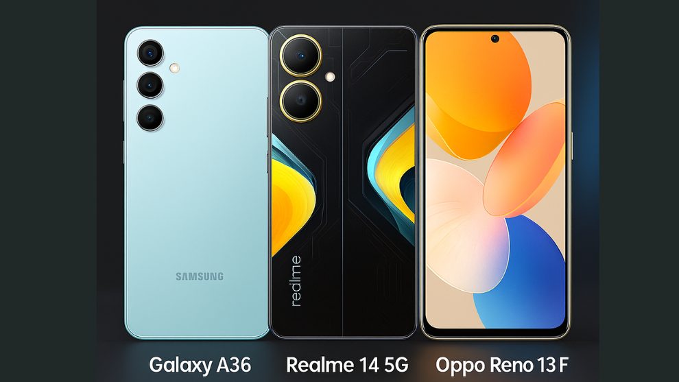 مقارنة بين Galaxy A36 وRealme 14 5G وOppo Reno 13F – أفضل موبايلات الفئة المتوسطة