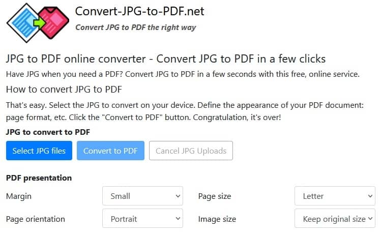 أداة Convert JPG to PDF لتحويل الصور إلى PDF أونلاين