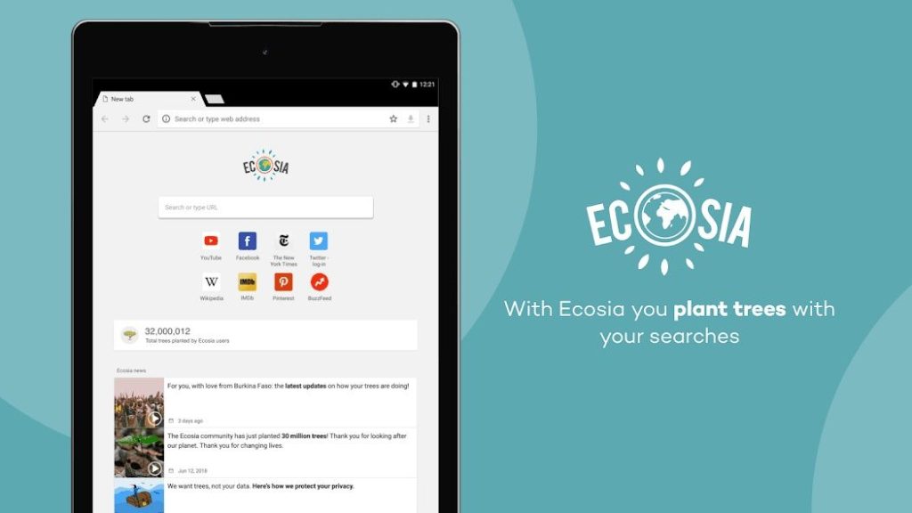 متصفح Ecosia – أفضل متصفح للأندرويد صديق للبيئة في 2025