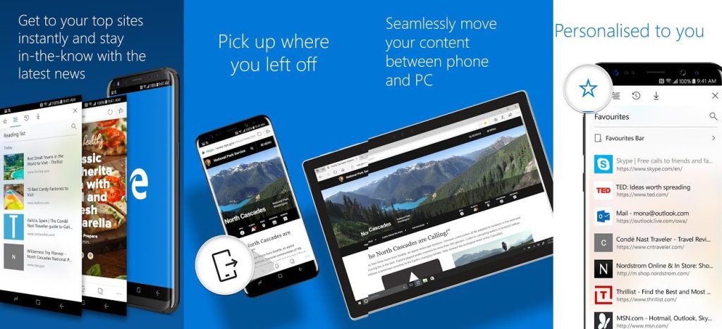 متصفح Microsoft Edge – أفضل متصفح للأندرويد للتكامل مع ويندوز
